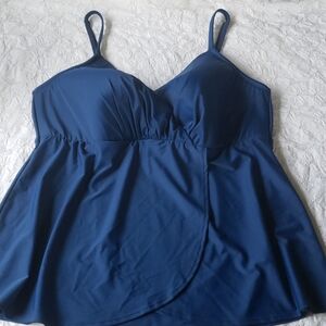 Cacique nwot built in bra blue tankini 28